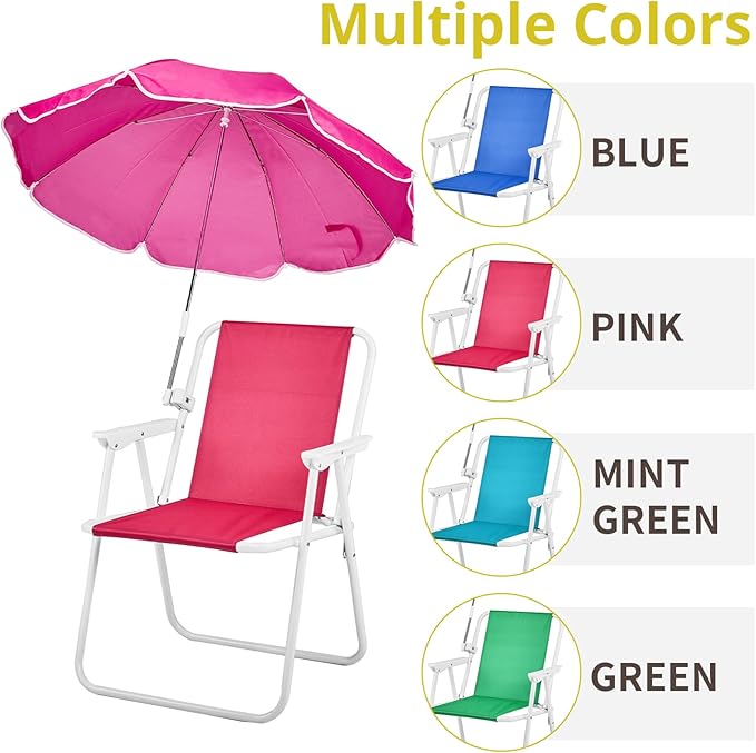 Outvita Beach Chair with Umbrella Outdoor Folding Chair High Strength Cleanable Fabric Lightweight and Waterproof for Sand Camping Lawn Concert Travel Festival BlueHeavy Duty Supports 220lbs