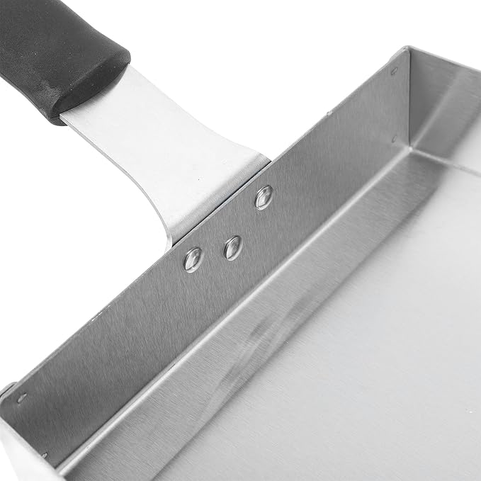 Large Griddle Scoop Stainless Steel Food Shovel Grill Food Mover with Wide Mouth Design Ergonomic Handle Burger Spatula for Stir Fry and Fried Foods