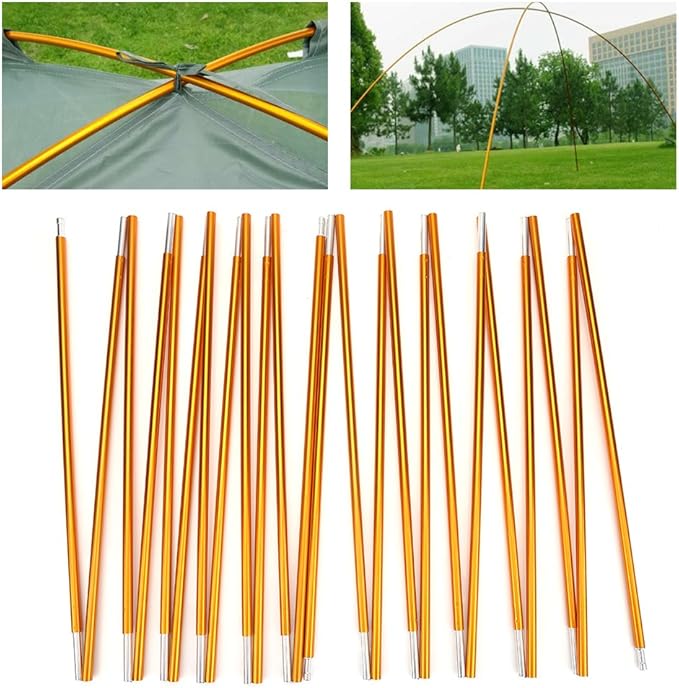 Tent Poles Replacement Lightweight Tent Pole Repair Kit -24 Sections Aluminum Alloy Anti- Windproof Tent Poles Awning Poles for Outdoor Camping