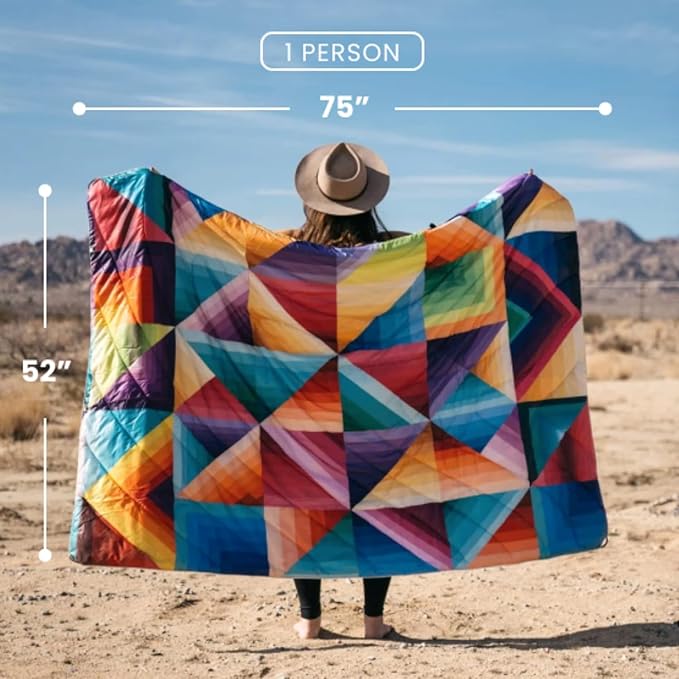 Rumpl Original Puffy Blanket - Warm Water-Resistant Camping Blanket with 100% Recycled Synthetic Insulation 52x75 Original Puffy V1 Forest Cabin
