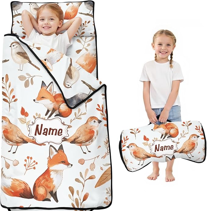 Toddler Sleeping Bag with Blanket &amp Pillow – Personalized Roll-Up Nap Mat with Custom Name for Kids