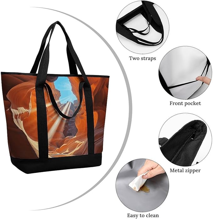 Insulated Shopping BagLarge Reusable Cooler Bags Antelope Canyon Printed Foldable Shopping BagTravel Waterproof Shoulder Bag