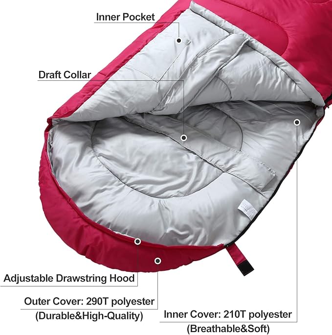 3-4 Season Sleeping Bag for Adults &amp Kids Lightweight Warm Cold Weather Camping Bag with Waterproof Compression Sack – Portable for Hiking Backpacking Traveling &amp Outdoor Adventures
