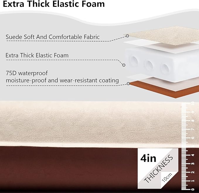 C·WILDYFIELD 4 INCH Thick Self Inflating Sleeping Pad with 9 R Value Foam Camping Mattress Ultra Thick Comfort Camping Mattress Inflatable Foam Camping Pad Portable Comfortable Sleeping Pad