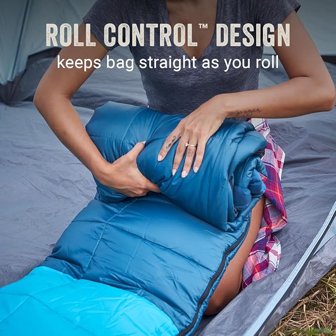 Coleman Kompact 20°F/30°F/40°F Sleeping Bag Cool-Weather Adult Sleeping Bag with Heat Retention Stuff Sack &amp Snag-Free Zipper Great for Camping Sleepovers Guests &amp More