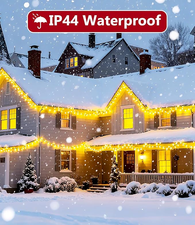 82FT 1000LED Warm White Christmas Lights Outdoor with 8 Modes IP44 Waterproof Plug in Christmas Tree Light Fairy String Lights for Christmas Patio Garden Indoor Outdoor Decor