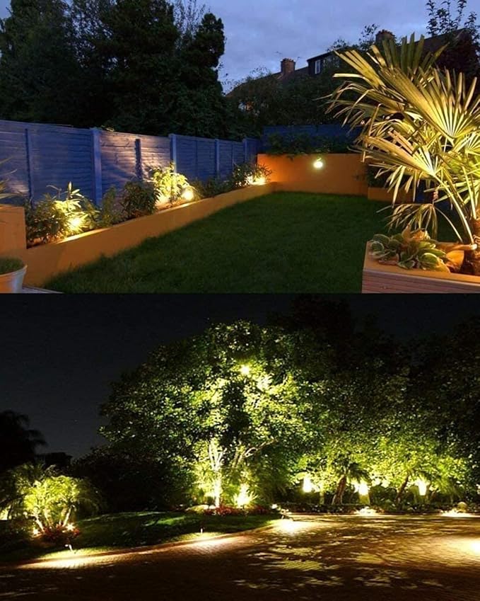 20W LED Landscape Lighting Outdoor Spotlight 120V AC Waterproof Yard Spot Lights Outdoor with Stake for Tree Flag Lights 3000K Warm White Lawn Decorative Lamp with US 3-Plug in (2 Pack)