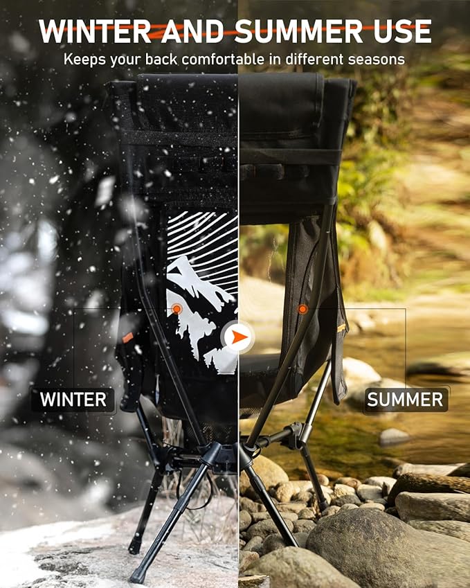 NOVSIGHT Camping Chairs - High Back Camping Chair with Adjustable Headrest and Feet Lightweight Aluminum Frame Breathable Mesh Folding Portable Camp Chair for Outdoor Hiking Beach Picnic