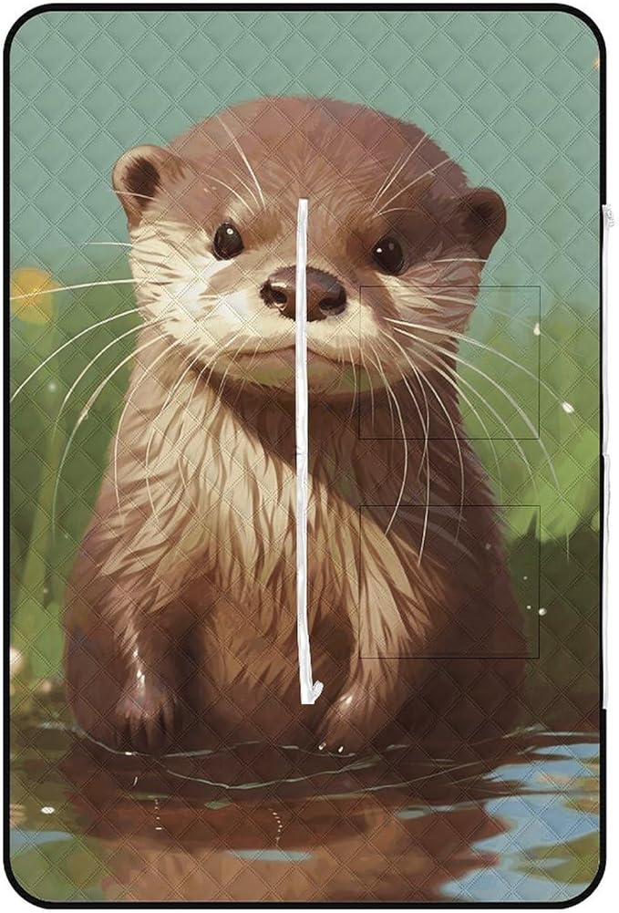 Zipper Cute Otter Style Picnic Mat Suitable for Travel Camping Park Or Home Use