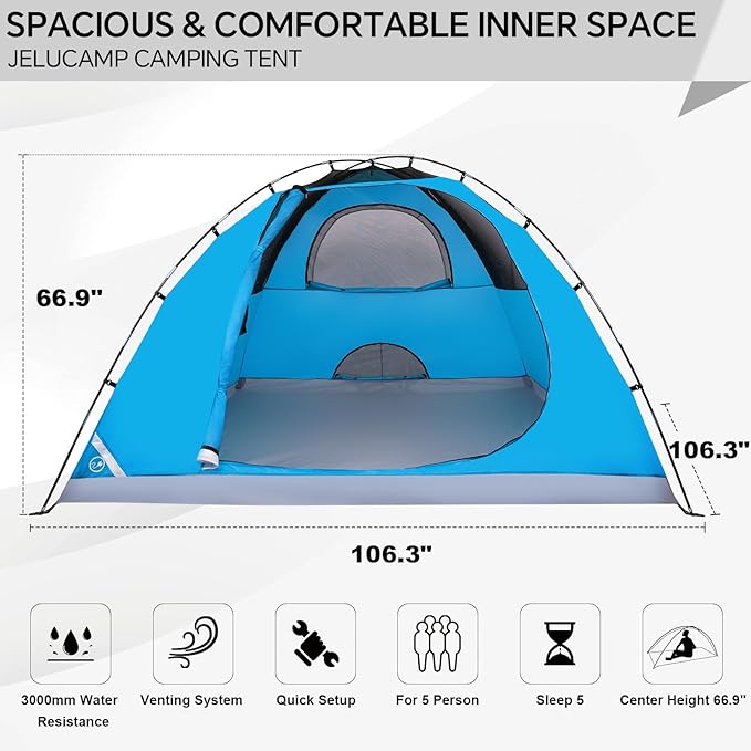 1/2/4/5/6 Person Dome Tents for Camping Lightweight Portable Backpacking Tent Small Easy Set Up Outdoor Waterproof Camping Hiking Tent for Adults
