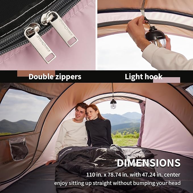 EchoSmile Instant Pop Up Camping Tent 2/4/6 Person Easy Setup Tent Water Resistant Dome Portable with Carry Bag