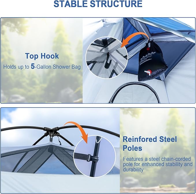 Camping Shower Tent 7.9 FT Extra Tall Oversize Privacy Tent Portable Outdoor Bathroom Toilet Tent with Floor Easy Set Up Privacy Shelter for Dressing Hiking Fishing UPF50+