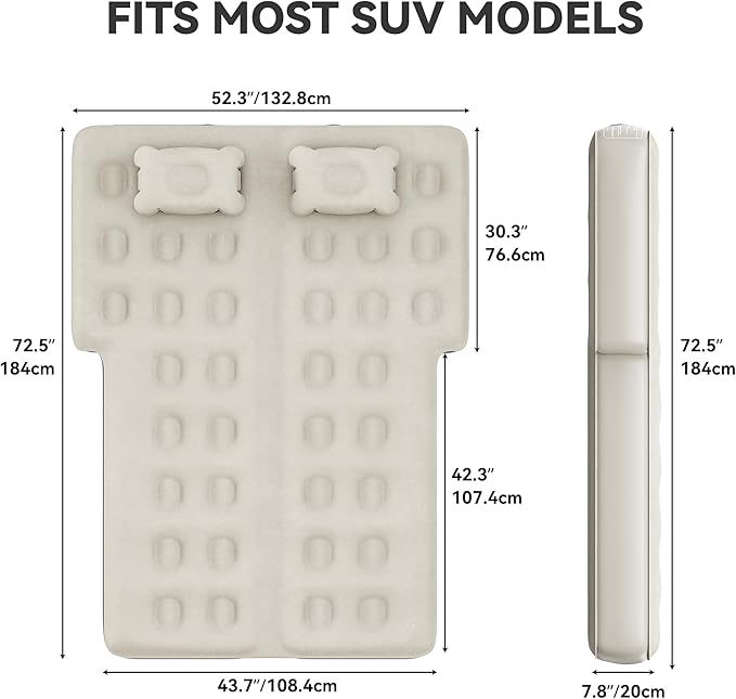 YITAHOME SUV Air Mattress with Pump Pillows Carry Bag &amp Repair Kit 10 Inflatable Car Camping Bed for SUV Jeep Wrangler 4Runner &amp Mid-to-Large SUVs Gray