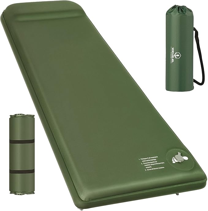 Memory Sleeping Pad 3.1 Ultra-Thick Foam Sleeping Mats for Camping Easy Inflate&ampDeflate9.5 R-Value Insulated Camping Mattress Pad with Pillow for Car Travel Tent