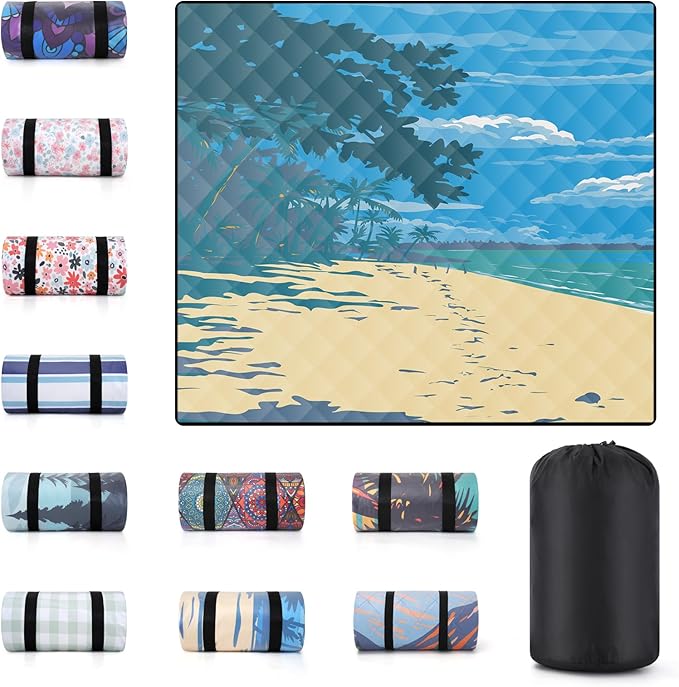 60x80 Picnic Blankets Outdoor XL Giant Waterproof Sandproof Beach Blanket Lightweight Foldable Camping Sand Mat Summer Glamping Camp Equipment Gifts Travel Trailer Hawaii Vacation Accessories