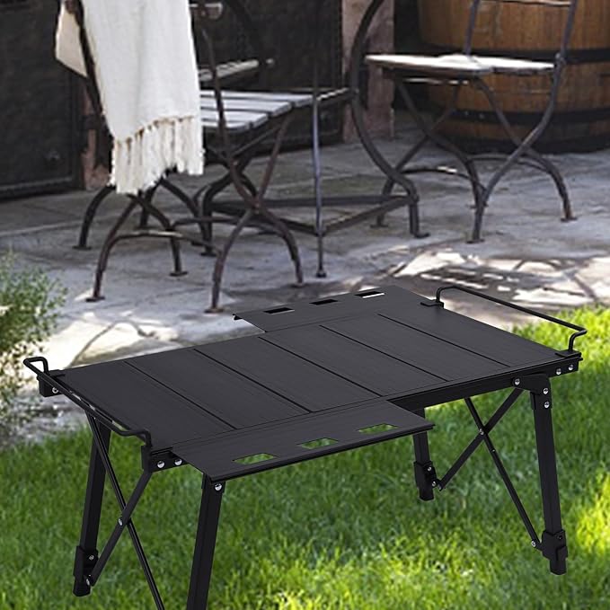 Aircity Folding Camping Table Portable Folding Aluminum Table with Adjustable Height for BBQ Camping Picnic Beach Travel and Outdoor Cooking