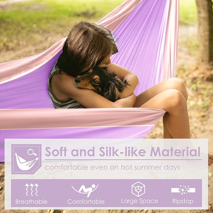 GRASSMAN Kids Hammock-Small Camping hammocks Portable Camping Gear for Child Indoor/Outdoor use with Tree Straps &amp Carabiners Purple