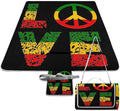 Rasta Jamaican Reggae Lover Waterproof Outdoor Picnic Blanket Sandproof Beach Mat for Camping Hiking Grass Travelling