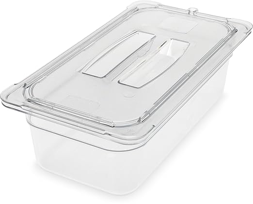 Carlisle FoodService Products Storplus Food Storage Container Food Pan Chafing Pan for Catering Buffets Restaurants Polycarbonate (Pc) 1/3 Size 4 Inches Deep Clear (Pack of 6)