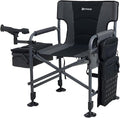 X Strike Fishing Chairs with Rod Holder Folding Ice Fishing Chair for Adults Outdoor Camping Chair Leg Adjustable with Cooler Bag and Storage Bag for Camp Lawn Patio Garden (Black)