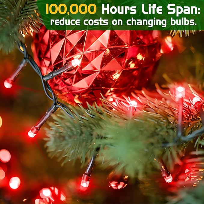 XURISEN 403FT Christmas Lights 1000 LED Super Long String Lights 8 Modes &amp Memory Timer Plug in Twinkle Fairy Lights Decor for Home Xmas Party Wedding