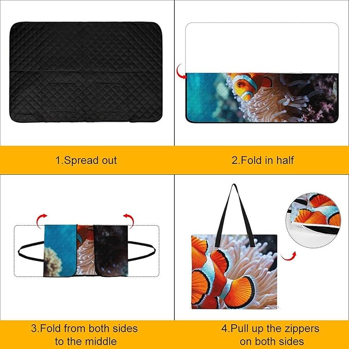 Zipper Clown Fish Style Picnic Mat Suitable for Travel Camping Park Or Home Use
