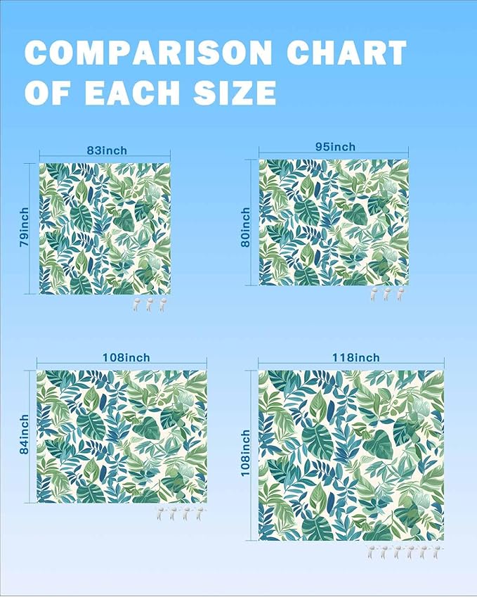 Summer Tropical Plant Beach Blanket Waterproof Sandproof Green Blue Leaf Pastoral Style Beach Mat Quick Drying Outdoor Picnic Mat 108 x 84 for 1-6 Adults Essentials for Travel Camping Hiking