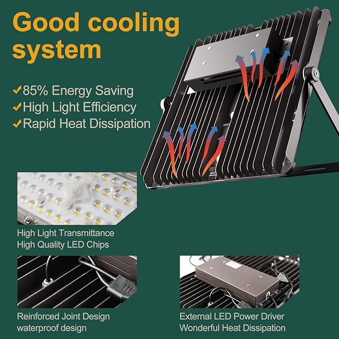 LED Stadium Lights Outdoor 400W LED Flood Lighting 60000LM AC100-277V IP65 Waterproof 5000K Daylight Commercial Arena Lighting for Sports Fields and Court -4Pack