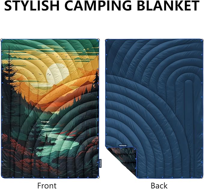 Camping BlanketPuffy Printed Camp Blankets Lightweight Packable for Outdoor CampingTraveling Stadium Hiking Picnics