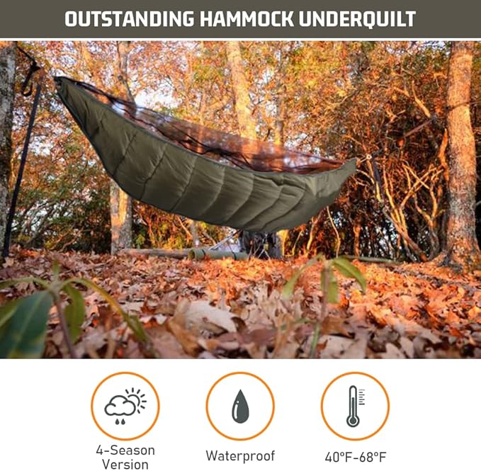 Ultralight Hammock Underquilt for Hammock Camping Backpacking &amp 2 Telescoping Tarp Poles Heavy Duty 7.67ft Aluminum Tent Poles for Tarp with Rubber Cap