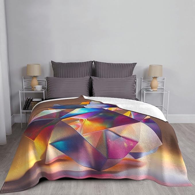 Holographic Origami Soft Fleece Blanket 60 * 50 inch Soft Sofa Blanket Suitable for Sofa Camping Travel Night Cover Blanket