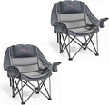 2 Pack Oversized Camping Chair Portable Folding Padded Camp Chairs with Side Pocket Cup Holder Heavy Duty Support 500LBS Outdoor Lounge Chair for Adults Fishing Sports Trip Grey