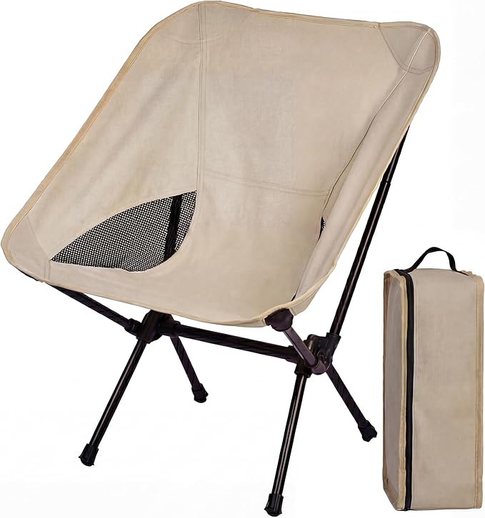 Toucans Camping Chair Portable Backpacking Chair - Ultralight Folding Chair - Compact Lightweight Foldable Chairs for Hiking Mountaineering Beach (Beige)
