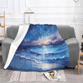 Late Night Coastline Soft Fleece Blanket 60 * 50 inch Soft Sofa Blanket Suitable for Sofa Camping Travel Night Cover Blanket