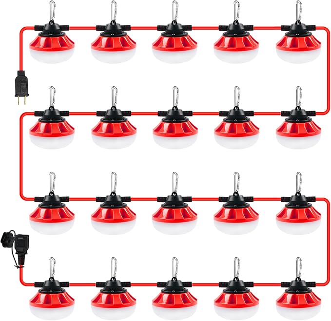 LED Construction Light Christmas String Lights200FT 20000LM Industrial LED Work Lights Super Bright Temporary Lighting for Job  WorkOutdoor Indoor for Holiday Decoration &amp Practical Lightin