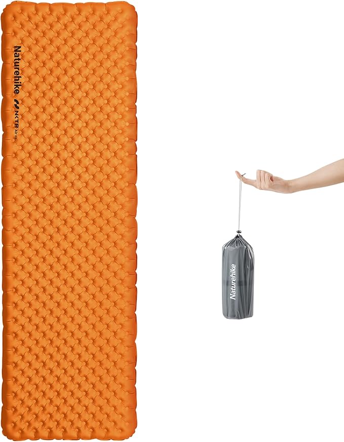 Naturehike Ultralight Insulated Sleeping Pad with R5.8 3.2in Thickened Patchworkable Inflatable Double Sleeping Mat for Camping Hiking Climbing with Inflatable Bag