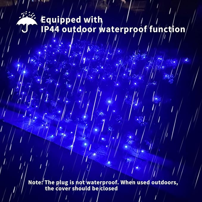 LED Christmas Net Lights Outdoor UL Certified 144LED 6ftx6ft Green Wire Connectable Waterproof Mesh Light for Christmas Party Yard Shrubs and Bushes Decorations (Blue)