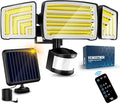 Solar Motion Sensor Flood Lights Outdoor - 4000LM 4 Lighting Modes 72FT Sensing Distance Split 3000mAh Solar Panel IP65 Waterproof Security Lights with Remote for Porch Yard Patio Garage
