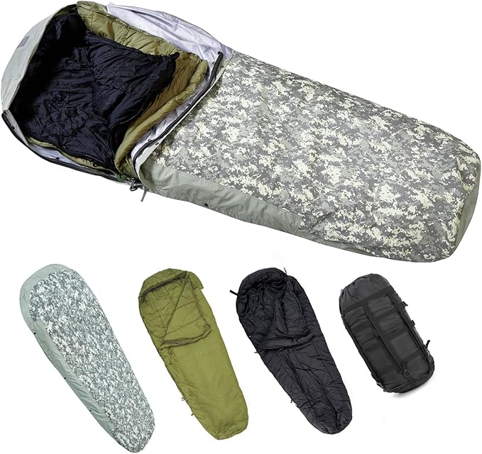 MT Army Military Modular Sleeping Bags System Multi Layered with Bivy Cover for All Season Woodland/Multicam