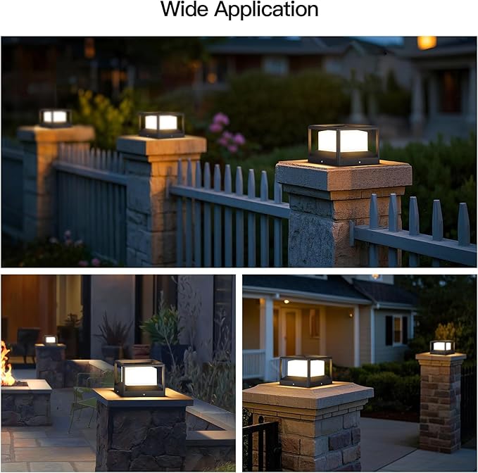 Outdoor Post Lights Hard Wired Modern 9.1 Column Lights AC100-240V Waterproof Pillar Lamp 3000K LED Landscape Lighting Fixture Fence Deck Cap Light for Outside Patio Garden Yard Illumination