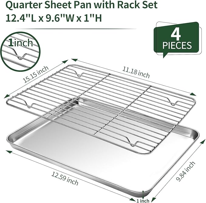 Baking tray and lugga rack set dimensions: 12 x 10 x 1 inch -