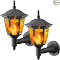 Dynaming 2 Pack Solar Flame Wall Lanterns Outdoor Solar Powered Wall Mounted Sconce Lights Flickering Flame LED Lights Auto On/Off Wall Hanging Lights Waterproof for Garage Stair Patio Porch Yard