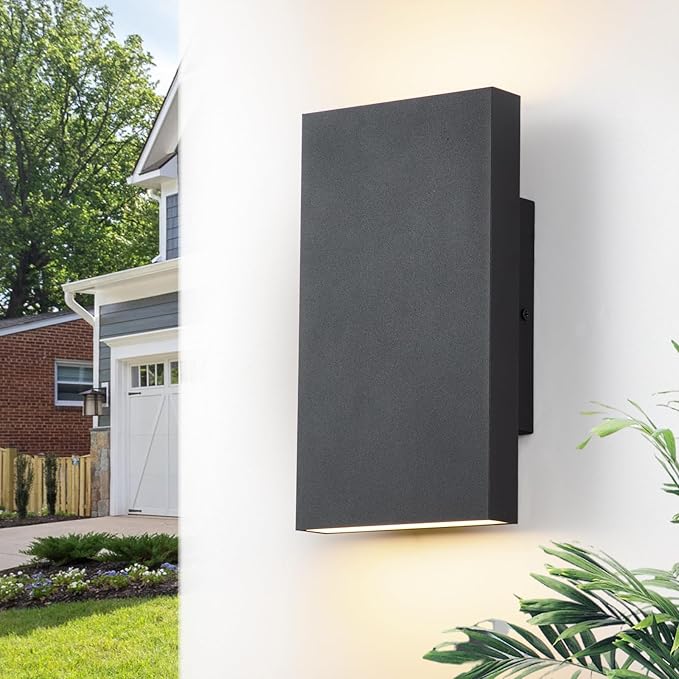Modern Outdoor Wall Light Black Up and Down Lights Outdoor 10 LED Exterior Lighting Fixtures for House Porch Outside Lights for Entryway Front Door Patio Garage (10W 3000K/4500K/6000K)