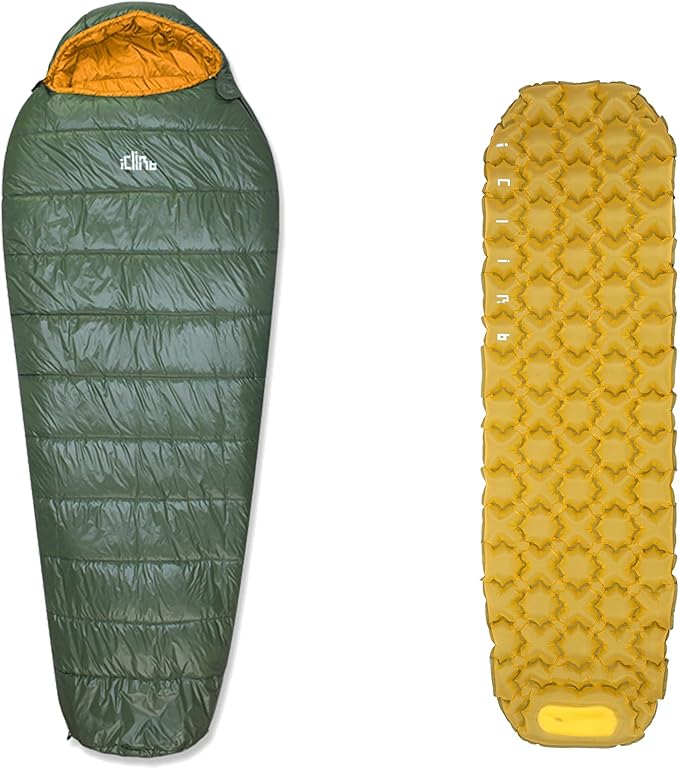 iClimb 1 3M Thinsulate Insulation Sleeping Bag and 1 Air Sleeping Pad Ultralight Compact for Adults Outdoor Camping Backpacking Hiking