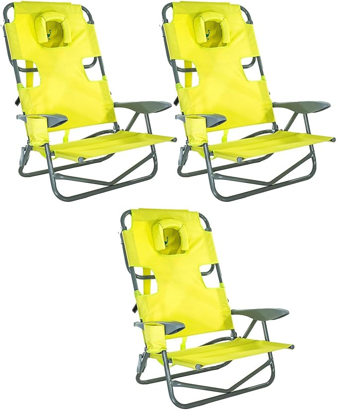 Ostrich On-Your-Back Outdoor Lounge 5 Position Reclining Beach Chair (3 Pack)