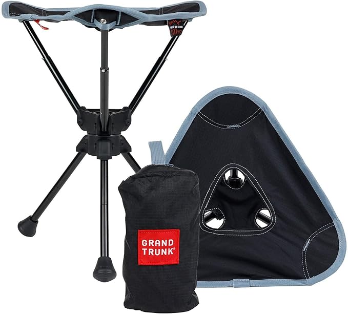 GRAND TRUNK Compass 360° UC Swivel Stool | Ultra-Compact Foldable Camping Seat | 260 lb Capacity | 7000 Series Aluminum Frame Portable for Hiking &amp Travel | Storm