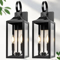 19 Large Outdoor Wall Light - Black Outside Wall Mounted Light Fixture Exterior Farmhouse Wall Sconce Lantern 2-Light Modern Porch Lighting Exterior Lamp for House 2 Pack