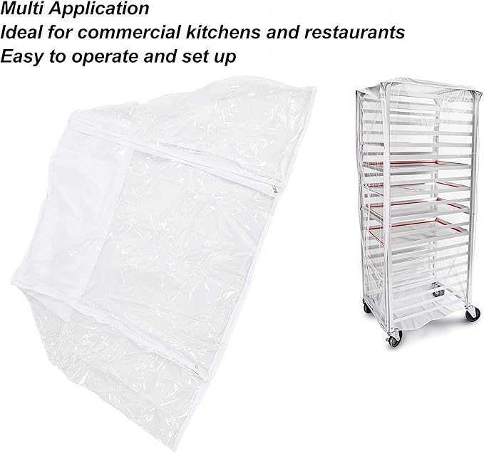 Sheet Pan Rack Cover Transparent PVC Foldable Wire Rack Cover for Foodservice Bread Racks Sheet Pan Cover Ideal for Home Kitchen and Restaurant Use (20 Tier)