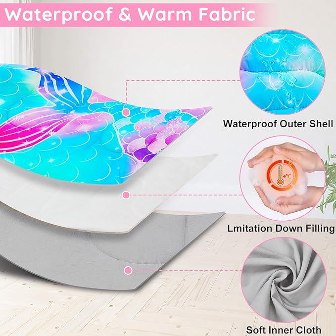 FIOBEE Kids Sleeping Bag for Girls Boys 3 Season Warm &amp Cool Weather Youth Camping Sleeping Bags with Backpacking Bag Waterproof for Traveling Hiking Indoor Outdoor Camping Essentials