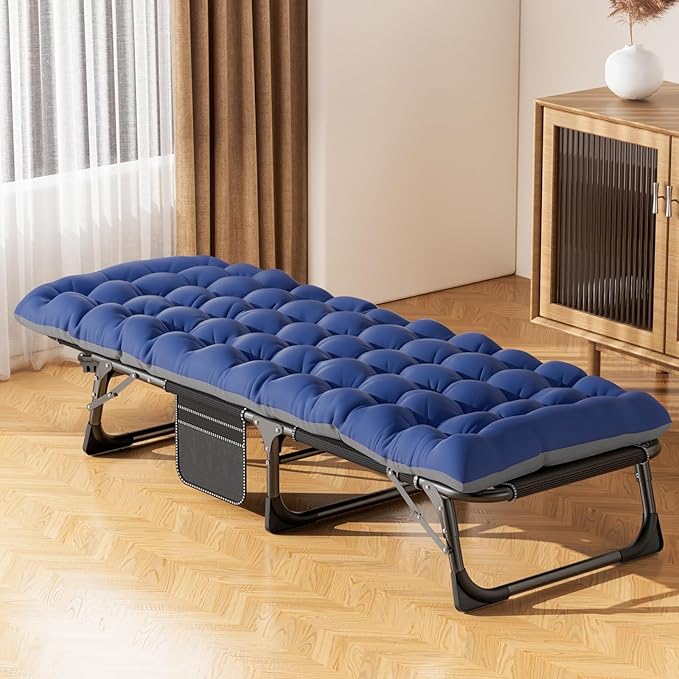 ABORON 5 Positions Camping Cots for AdultsOutdoor Folding Sleeping Cot/MatFolding Chaise Lounge Chair with PillowPortable Reclining Chair for Beach Lawn Camping PoolSunbathing Chairs